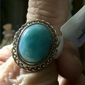 JTV Oval Larimar Sterling Silver Ring